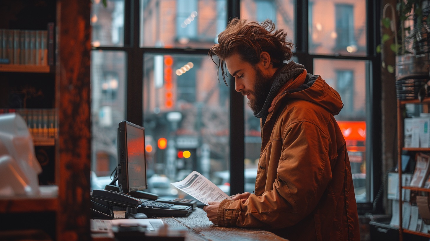 A man holds a document